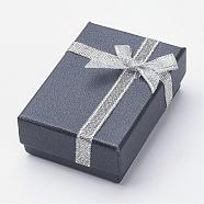Cardboard Necklace Boxes, with Ribbon Bowknot and Sponge inside, Rectangle, Black, 7x5x2.5cm(CBOX-G011-C02)