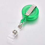 Transparent Plastic Retractable Badge Reel, Card Holders, with Metal Findings, Lime, 85mm(AJEW-WH0102-11)