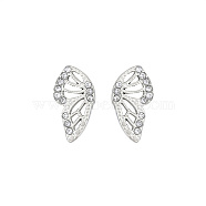 304 Stainless Steel Micro Pave Cubic Zirconia Stud Earrings for Women, Butterfly, Stainless Steel Color, 11x6mm(UC3999-1)