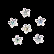 Rainbow Iridescent Plating Acrylic Cabochons, Glitter Style, Flower, WhiteSmoke, 7x7x2.5mm(OACR-G023-05)