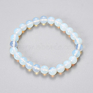 Synthetic Opalite Beaded Stretch Bracelets, Round, 2-1/8 inch(55mm), Bead: 10mm(BJEW-Q692-47-10mm)