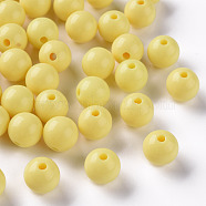 Opaque Acrylic Beads, Round, Yellow, 10x9mm, Hole: 2mm, about 940pcs/500g(MACR-S370-C10mm-A10)