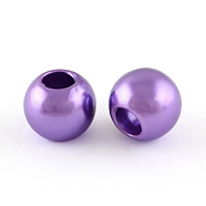 ABS Plastic Imitation Pearl European Beads, Large Hole Rondelle Beads, Dark Violet, 11.5~12x10mm, Hole: 5mm(X-MACR-R530-12mm-A64)