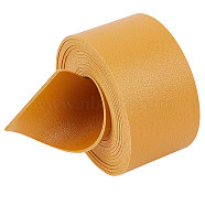 2M Flat Double Face Lychee Pattern Imitation Leather Band, Goldenrod, 37.5x1.8mm, about 2.19 Yards(2m)/Roll(LC-WH0010-01B-05)