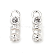 Brass Cord Ends, End Caps with Clear Cubic Zirconia, Column, 925 Sterling Silver Plated, 10x3.5x3mm, Hole: 1.5mm, Inner Diameter: 1.5mm(KK-G479-04A-S)