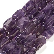 Natural Amethyst Beads Strands, with Seed Beads, Faceted, Column, 5.5~7.5mm, Hole: 0.7mm, about 26~33pcs/strand, 15.67''~16.46''(39.8~41.8cm)(G-M403-B23)