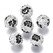 Polymer Clay Rhinestone Beads, Pave Disco Ball Beads, Round, Crystal, PP13(1.9~2mm), 6 Rows Rhinestone, 12mm, Hole: 1.5mm(X-RB-N051-09A)