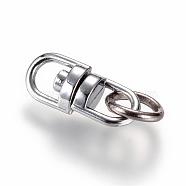 Alloy Double Ended Swivel Eye Hook, Swivel Connectors Clasp, with Iron Jump Rings, Platinum, 16x6.5x4.5mm, Hole: 3.5x4mm, ring: 8x1mm, hole: 5.5mm(PALLOY-T010-09P)