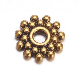 Tibetan Style Spacer Beads, Lead Free , Flower, Antique Golden, Size: about 9mm in diameter, Hole: 2.5mm(X-GAA119)