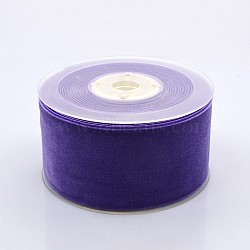 Polyester Velvet Ribbon for Gift Packing and Festival Decoration, Blue Violet, 2 inch(50mm), about 20yards/roll(18.29m/roll)(SRIB-M001-50mm-465)