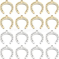 CHGCRAFT 16Pcs 2 Colors 201 Stainless Steel Pendants, Laser Cut, Horseshoes with Word KAAH HXYT, Golden & Stainless Steel Color, 17x15.5x1mm, Hole: 1.4mm, 8pcs/color(STAS-CA0001-52)