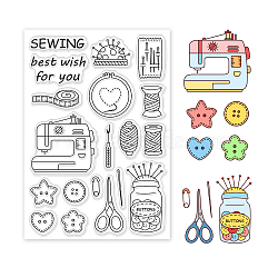 PVC Plastic Stamps, for DIY Scrapbooking, Photo Album Decorative, Cards Making, Stamp Sheets, Film Frame, Sewing Theme Pattern, 16x11x0.3cm(DIY-WH0167-57-0069)