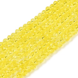 Glass Beads Strands, Faceted, Rondelle, Yellow, 2.5x1.5~2mm, Hole: 0.6~0.7mm, about 154~161Pcs/strand, 90~100 Strand/set(EGLA-T021-01N)