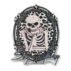 Halloween Themed Double-sided Printed Acrylic Pendants, Antique White, Skeleton, 44x33x2mm, Hole: 1.5mm(OACR-L017-07G)