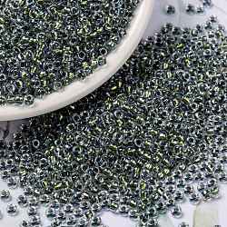 MIYUKI Round Rocailles Beads, Japanese Seed Beads, 8/0, (RR3201) Magic Golden Olive Lined Crystal, 3mm, Hole: 1mm, about 2111~2277pcs/50g(SEED-X0055-RR3201)