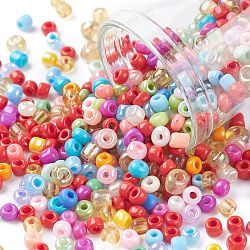 Glass Seed Beads, Mixed Style, Round, Mixed Color, 3x2mm, Hole: 1.2mm, about 25000pcs/1000g(SEED-XCP0001-04B)