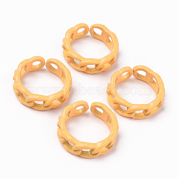 Spray Painted Alloy Cuff Rings, Open Rings, Cadmium Free & Lead Free, Curb Chain Shape, Orange, US Size 7 1/4(17.5mm)(RJEW-T011-29A-RS)