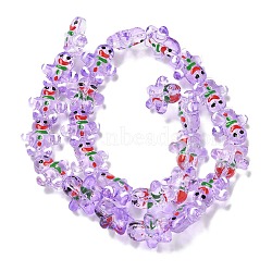 Christmas Handmade Lampwork Beads Strands, with Enamel, Gingerbread Man, Lilac, 14.5~15x14x7mm, Hole: 1mm, about 26pcs/strand, 14.17''(36cm)(LAMP-M021-02E)