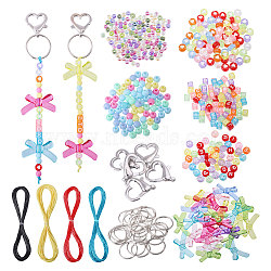 DIY Keychain Making Kits, including Zinc Alloy Lobster Claw Clasps, Acrylic Bead and Waxed Polyester Cord, Mixed Color, 26x22mm, Hole: 2.5mm(DIY-CA0007-34)