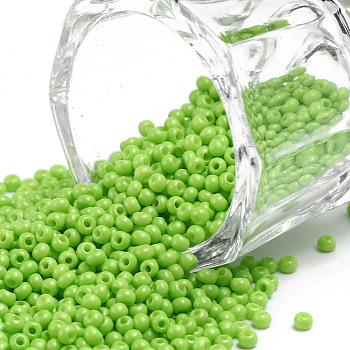11/0 Grade A Round Glass Seed Beads, Baking Paint, Green Yellow, 2.3x1.5mm, Hole: 1mm, about 48500pcs/pound