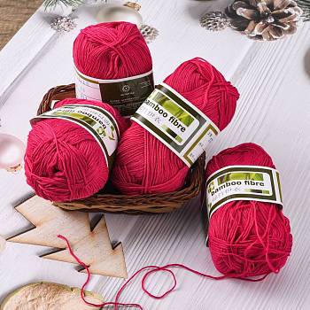Soft Baby Yarns, with Bamboo Fibre and Silk, Medium Violet Red, 1mm, about 140m/roll, 50g/roll, 6rolls/box