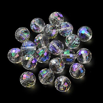 AB Color Plated Glass Beads, Faceted Round, Lavender, 10x9mm, Hole: 1.5mm