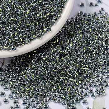 MIYUKI Round Rocailles Beads, Japanese Seed Beads, 8/0, (RR3201) Magic Golden Olive Lined Crystal, 3mm, Hole: 1mm, about 2111~2277pcs/50g