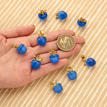 10Pcs Apple Gemstone Charm Pendant Crystal Quartz Healing Natural Stone Pendants Opal Buckle for Jewelry Necklace Earring Making Crafts, Blue, 20.5x14.8mm, Hole: 3mm