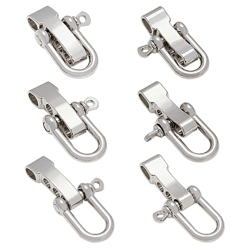 Adjustable Alloy Screw Pin Shackle, Survival Bracelet Clasps, Platinum, 29.5x27x4mm