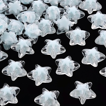 Transparent Acrylic Beads, Bead in Bead, Star, Light Blue, 15.5x16x9.5mm, Hole: 3mm, about 569pcs/500g