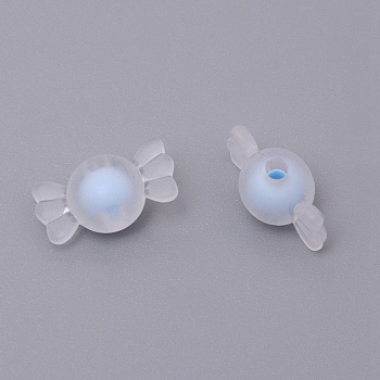 Transparent Clear Acrylic Beads, Frosted, DIY Accessories, Bead in Bead, Candy, Light Sky Blue, 8.5x16.5x8.5mm, Hole: 2mm