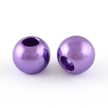 ABS Plastic Imitation Pearl European Beads, Large Hole Rondelle Beads, Dark Violet, 11.5~12x10mm, Hole: 5mm