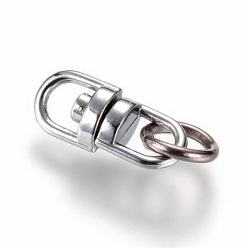 Alloy Double Ended Swivel Eye Hook, Swivel Connectors Clasp, with Iron Jump Rings, Platinum, 16x6.5x4.5mm, Hole: 3.5x4mm, ring: 8x1mm, hole: 5.5mm