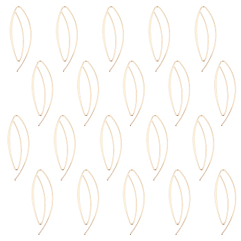 20Pcs Brass Spiral Oval Dangle Earrings, Wire Wrap Horse Eye Drop Earrings for Women, Real 18K Gold Plated, 51.5x17x0.8mm, Pin: 0.8mm