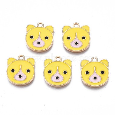 Light Gold Yellow Bear Alloy+Enamel Pendants