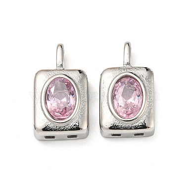 Stainless Steel Color Pink Rectangle Glass Pendants