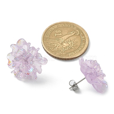 boucles d'oreilles en forme de fleur en résine avec 304 épingles en acier inoxydable(EJEW-JE05359-01)-2