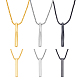 6Pcs 6 Style Stainless Steel Rectangle & Twist Pendant Necklaces Set with Zinc Alloy Chains(NJEW-AN0001-84)-1
