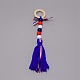 Independence Day Theme Wooden Ring & Woolen Yarn Tassels Pendant Decorations(HJEW-TAC0013-05A)-1