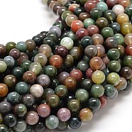 Natural Indian Agate Round Bead Strands, 6mm, Hole: 1mm, about 62pcs/strand, 15.5 inch(X-G-P075-40-6mm)