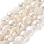 Natural Cultured Freshwater Pearl Beads Strands, Two Side Polished, Grade 2A+, Seashell Color, 9~10.5x10~11x7.5~9mm, Hole: 0.6mm, about 34~36pcs/strand, 13.98''(35.5~36.5cm)(PEAR-Z002-03)