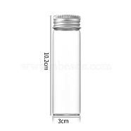 Clear Glass Bottles Bead Containers, Screw Top Bead Storage Tubes with Aluminum Cap, Column, Silver, 3x10cm, Capacity: 50ml(1.69fl. oz)(CON-WH0085-75G-01)
