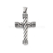 Retro 304 Stainless Steel Big Pendants, Cross Charm, Antique Silver, 51.5x31x8mm, Hole: 4.5x7mm(STAS-I205-21AS-C)