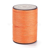 Round Waxed Polyester Thread String, Micro Macrame Cord, Twisted Cord, for Leather Sewing Stitching, Dark Orange, 0.8mm, about 54.68 Yards(50m)/Roll(YC-D004-02E-056)