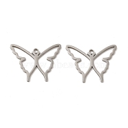 304 Stainless Steel Pendants, Butterfly Charm, Stainless Steel Color, 30x23.5x1.5mm, Hole: 2mm(STAS-I671-17P)