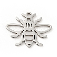 201 Stainless Steel Pendants, Bee, Stainless Steel Color, 15x18.5x1mm, Hole: 1.4mm(STAS-E015-11P)