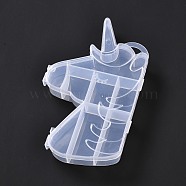 Plastic Bead Containers, for Small Parts, Hardware and Craft, Unicorn, Clear, 16.2x9.7x2.5cm, Hole: 11x19.5mm(CON-C006-23)