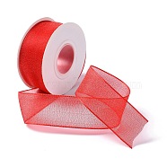 10 Yards Polyester Chiffon Ribbon, for DIY Jewelry Making, Red, 1- inch(25.5mm)(OCOR-C004-03A)