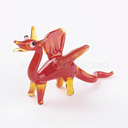 Home Decorations, Handmade Lampwork Display Decorations, Dragon, Red, 35~43x12~17x20~26mm(LAMP-J084-52)