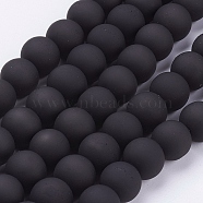 Painted Glass Bead Strands, Rubberized Style, Round, Black, 10mm, Hole: 1.3~1.6mm, 31.4 inch(X-DGLA-S072-10mm-24)